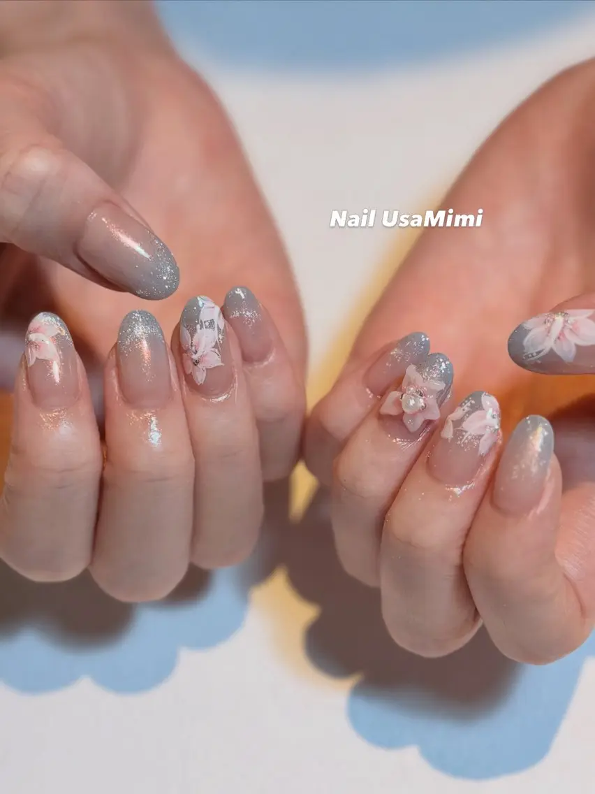ネイル アートネイル ジェルネイル キラキラネイル オフィスネイル 春ネイル ハンドネイル Nail Usa Mimi ASAKOのネイルデザイン