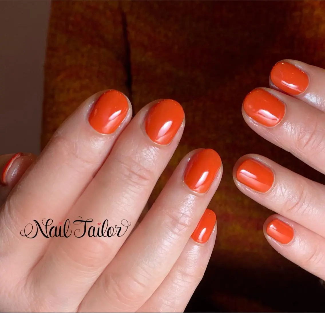 ネイル ジェルネイル ワンカラーネイル オレンジ シンプルネイル NailTailor ネイルテイラーのネイルデザイン
