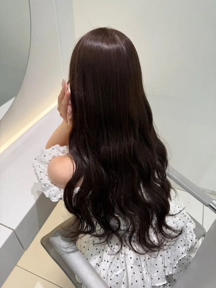 ロング カラー ブラウンカラー チョコレートブラウン ヘアカラー ヘアセット🎀耳つぼ 👂💎MONAMIのヘアスタイル
