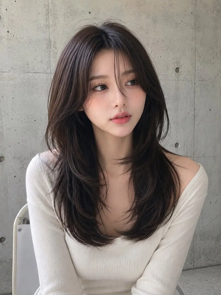セミロング カラー ヘアアレンジ 透明感カラー グレージュ ハッシュカット 韓国風ヘア レイヤーカット カット ヘアカラー トリートメント 🌫️大人韓国ヘア 🌫️naoyaのヘアスタイル