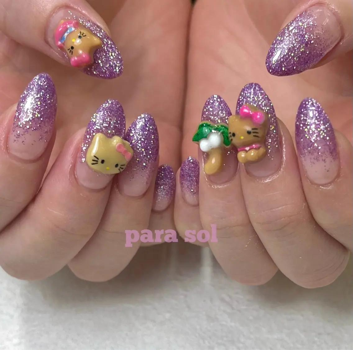 ネイル ジェルネイル グラデーション キラキラネイル ラメ(グリッター) ラメグラデーション ハンドネイル フットネイル Para Sol nail　Maoのネイルデザイン