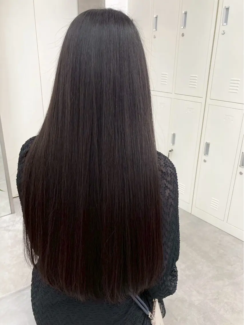 ロング カット 縮毛矯正 トリートメント かがみ/メンテナンス カット無料のヘアスタイル