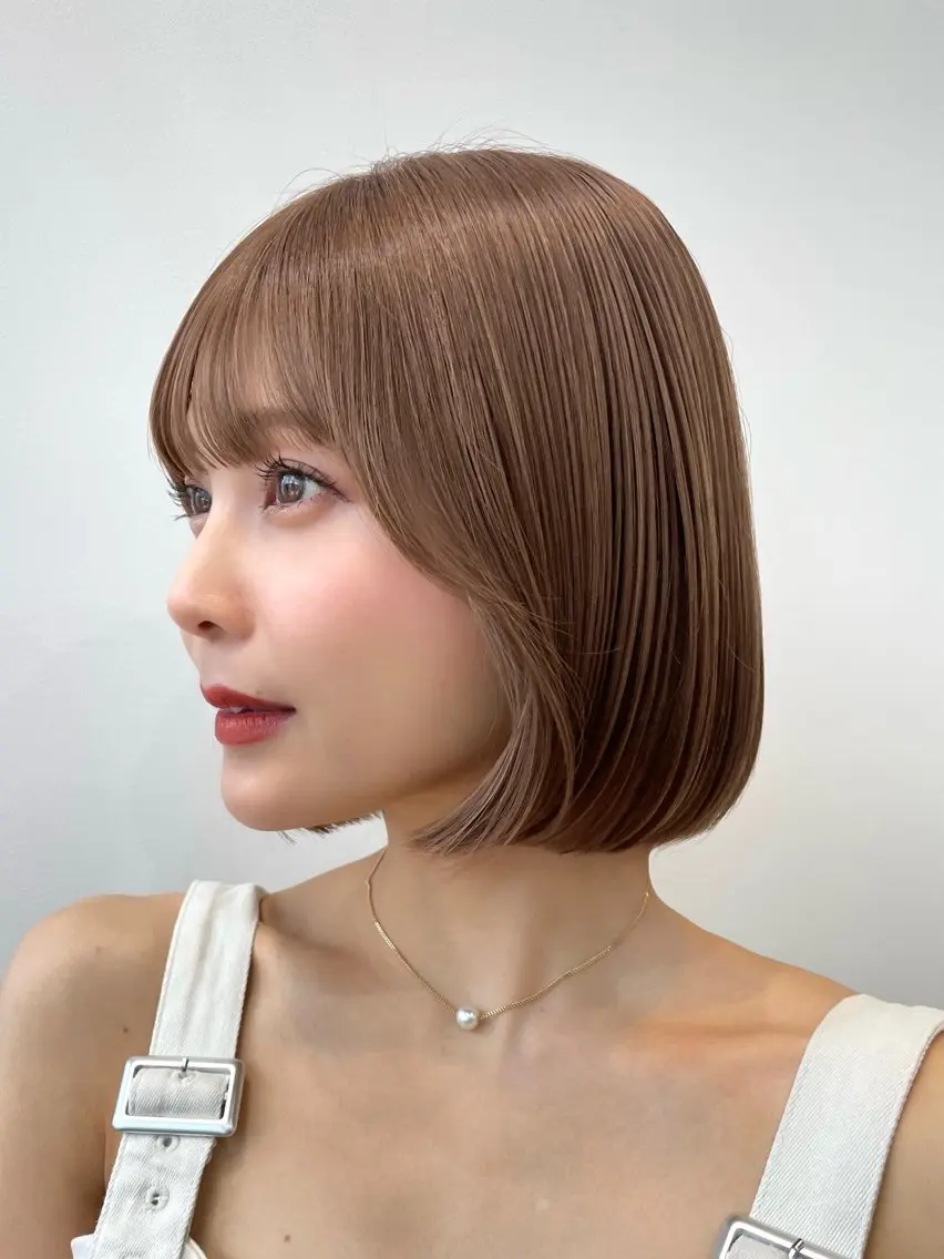 ショート カラー ボブ 韓国風ヘア トリートメント 酸熱トリートメント HINA🎀韓国ヘア エクステ/小顔カットのヘアスタイル