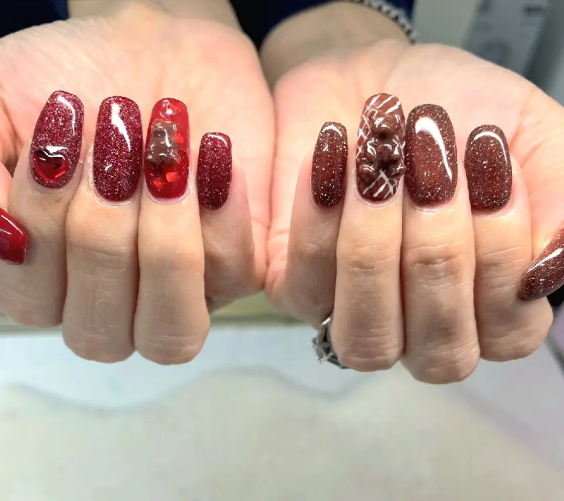 ネイル ハート バレンタイン 心斎橋Salon Epokkuのネイルデザイン