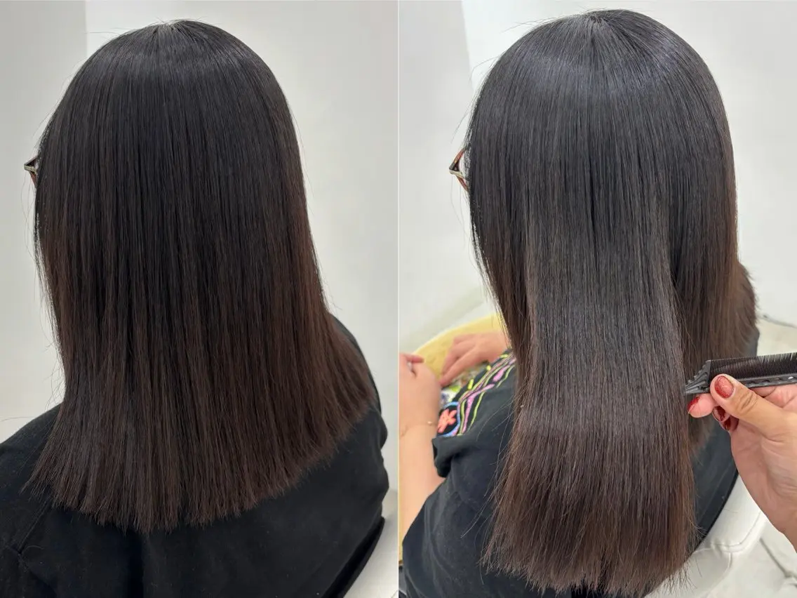ミディアム カット 縮毛矯正 トリートメント 【aini天王寺】 𝐚𝐢𝐫𝐢✂︎のヘアスタイル