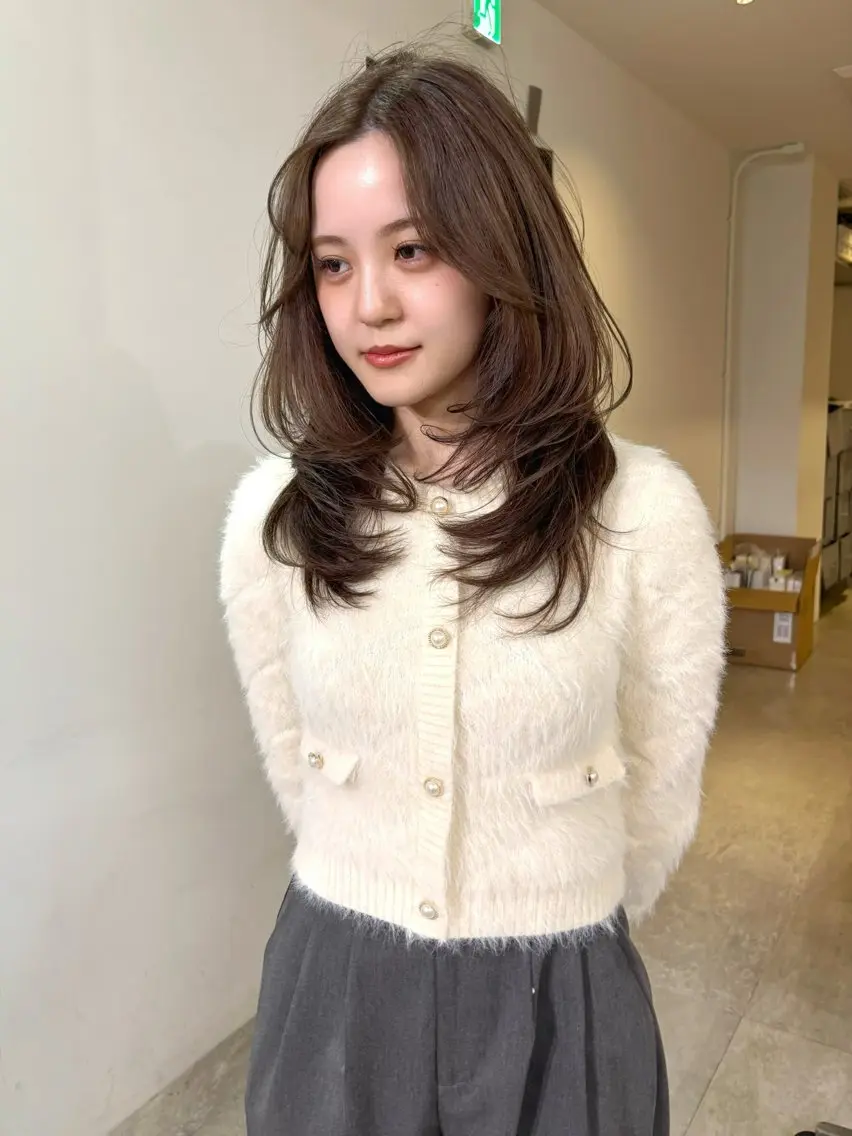 ロング カラー ブリーチ 透明感カラー ダブルカラー ブリーチなしカラー カット ヘアカラー mizuki/ピンク ベージュ.レイヤーのヘアスタイル