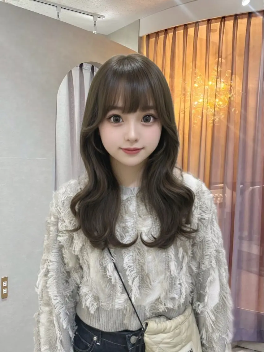お出かけ前にコテ巻きヘアセットの写真