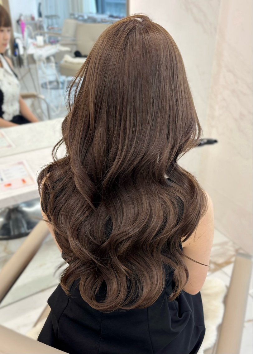 セミロング カラー 透明感カラー グレージュ ラベンダーカラー ヘアカラー ちい/韓国レイヤー /ベージュ/顔まわりのヘアスタイル