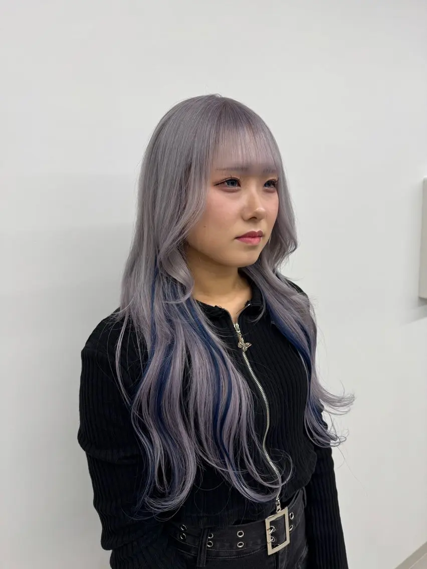 ロング カラー ブリーチ グレージュ ラベンダーカラー ラベンダーグレージュ ラベンダーグレー ヘアカラー エクステ ベージュ/エクステ /職人/KENTAのヘアスタイル