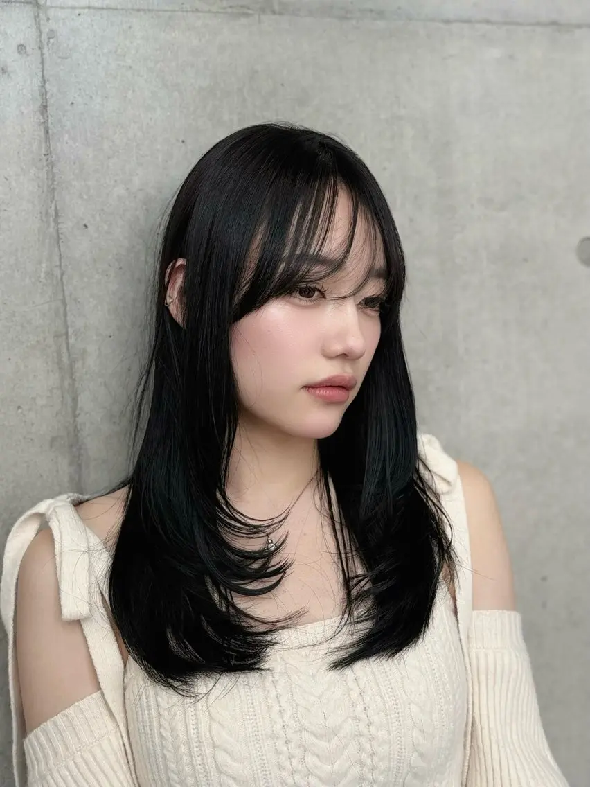 ミディアム カラー パーマ カット ヘアカラー トリートメント 透明感カラー レイヤー/コウスケのヘアスタイル