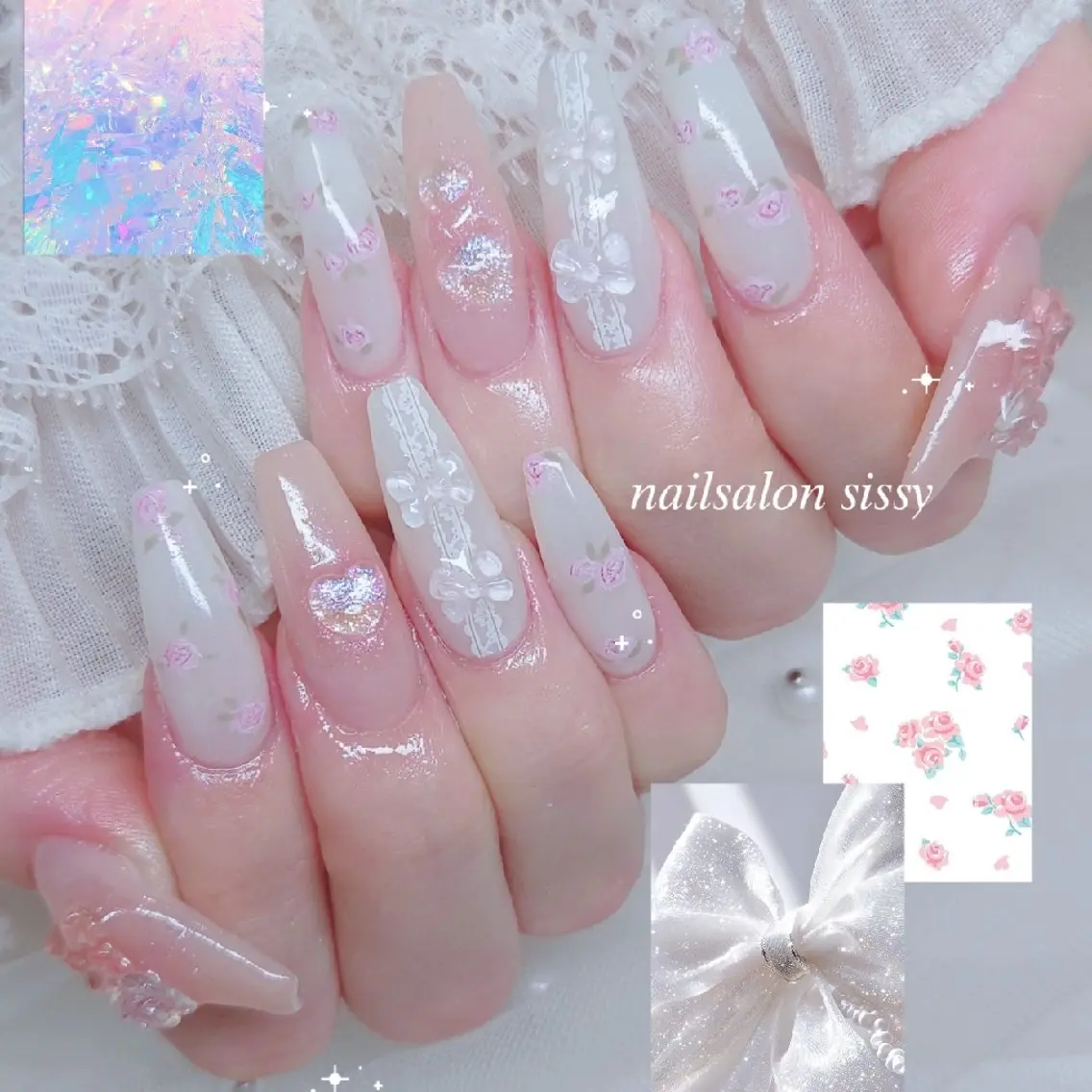 ネイル レース 春ネイル ハンドネイル sissy hatsuneのネイルデザイン