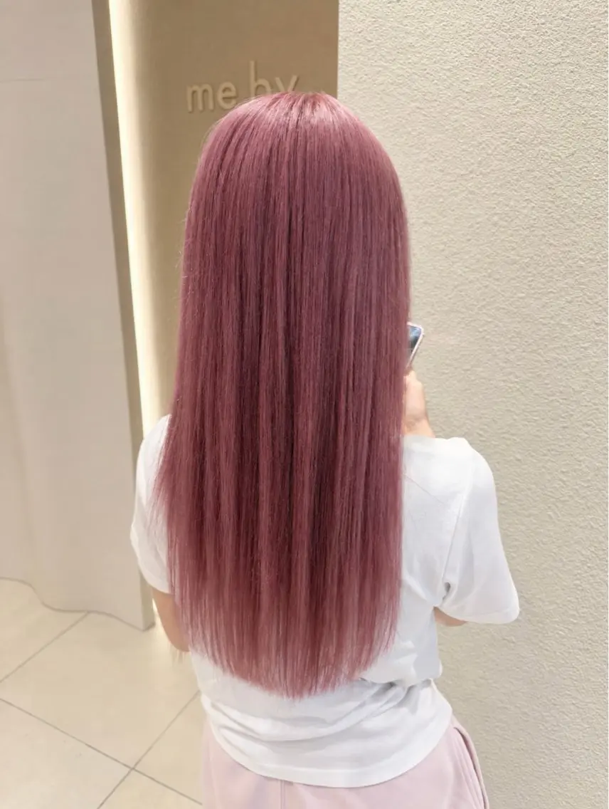 ロング ヘアカラー トリートメント KURIAハイトーン /ピンクカラー/ボブのヘアスタイル