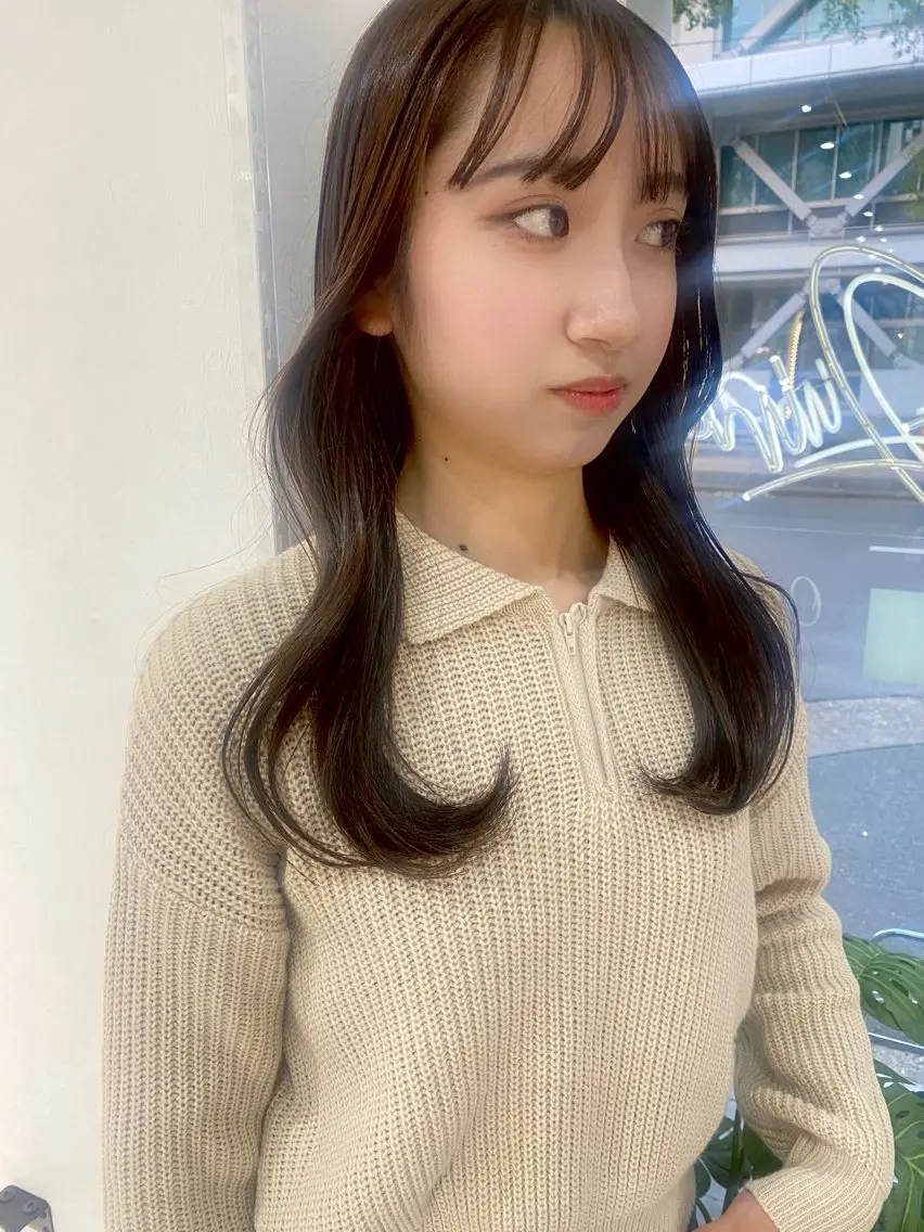 セミロング カラー ベージュカラー ブリーチ ブラウンカラー グレージュ ナチュラルブラウン カット ヘアカラー トリートメント -福岡博多筑紫口- 大津成美のヘアスタイル