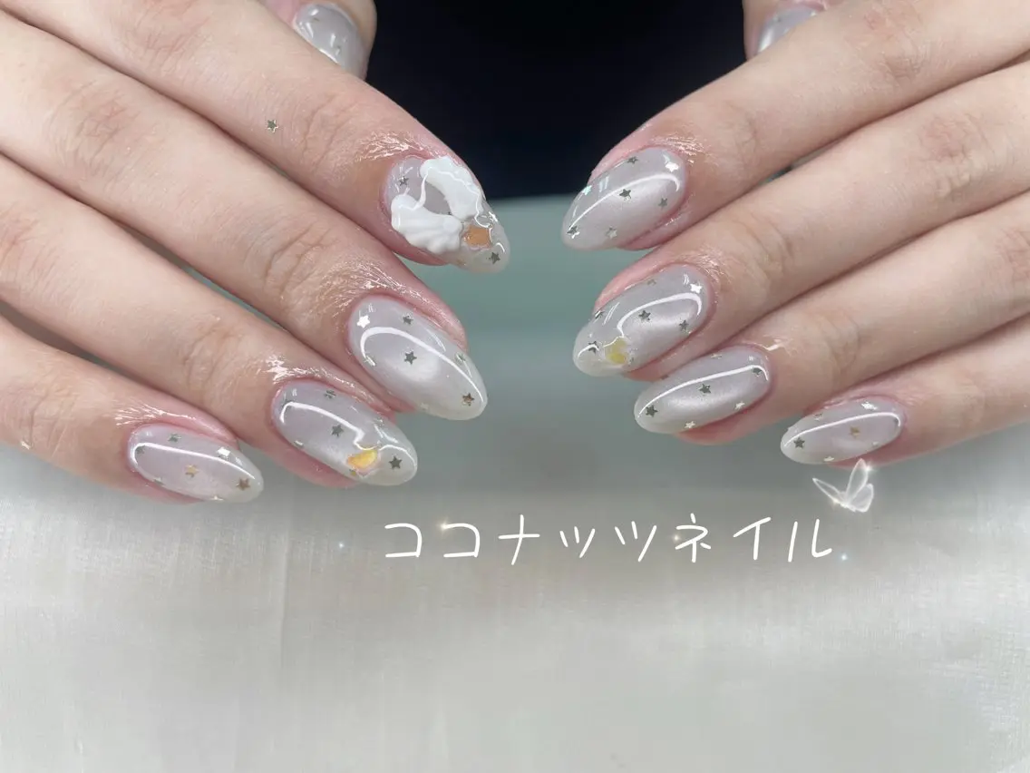 ネイル べっ甲ネイル フレンチネイル キラキラネイル マグネットネイル 大理石ネイル(マーブル) ハンドネイル 神田 ココナッツのネイルデザイン