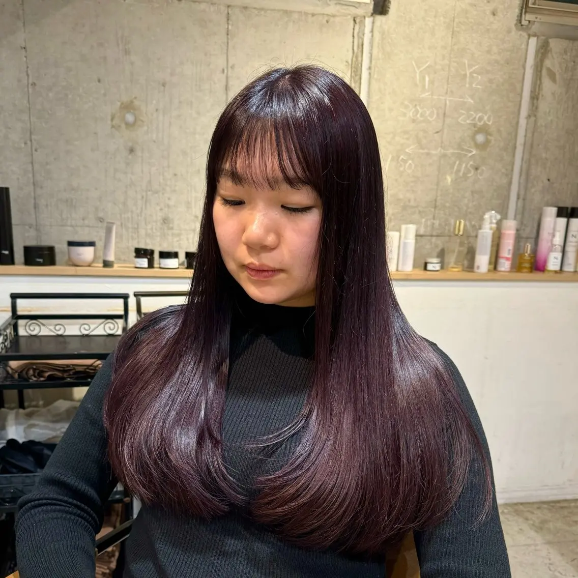 ロング カラー ヘアアレンジ ボルドーカラー レイヤーカット カット ヘアカラー トリートメント ヘッドスパ 顔まわり/艶カラー/ 🤎himari🤎のヘアスタイル