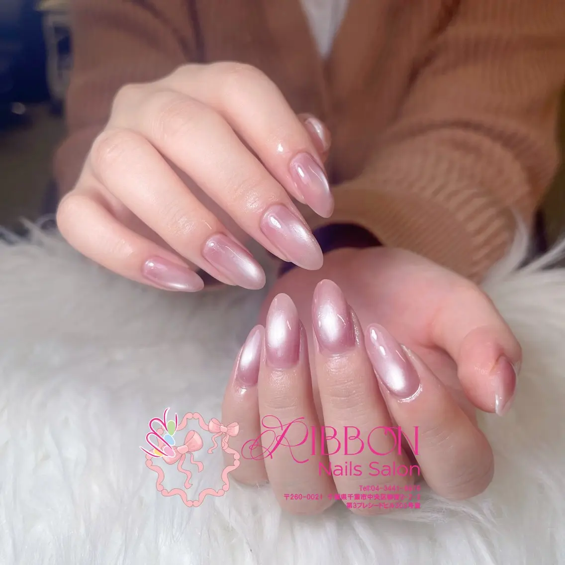 ネイル フレンチネイル ジェルネイル マグネットネイル 持ち込み ニュアンスネイル ハンドネイル Ribbonnail salonのネイルデザイン