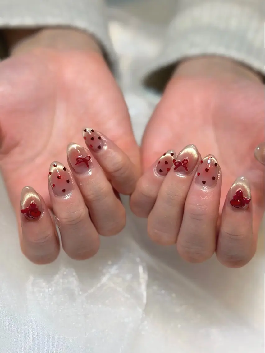 ネイル バレンタイン yume 🎀大人ガーリー🎀のネイルデザイン