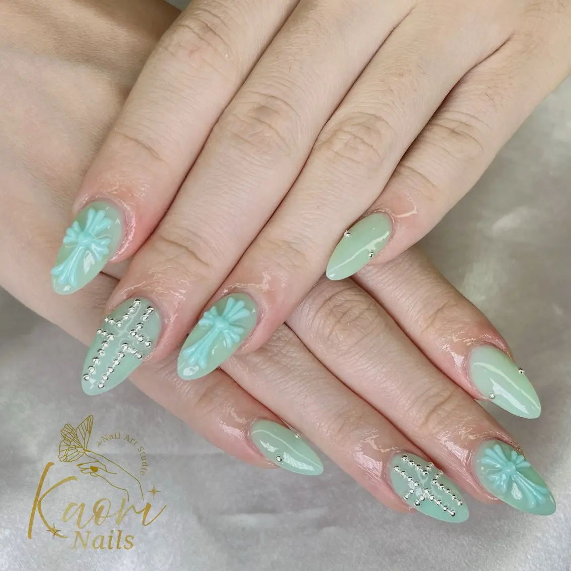 ネイル グリーン ハンドネイル KAORI YUKARIのネイルデザイン