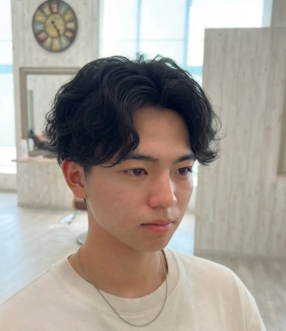 メンズ カット パーマ U24✨️0円モデル 🎀藤村音寧🎀のヘアスタイル
