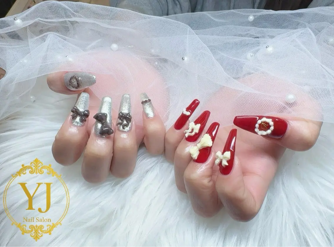 ネイル リボン バレンタイン YJ Nail Yumiのネイルデザイン