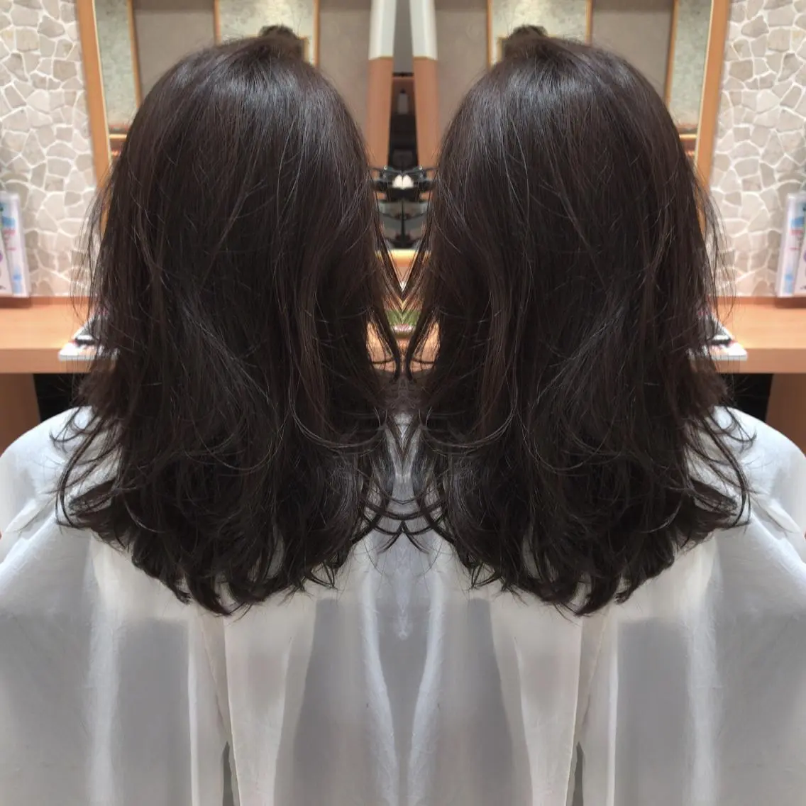 ミディアム カラー パーマ レイヤーカット匠 イソザキノリユキのヘアスタイル
