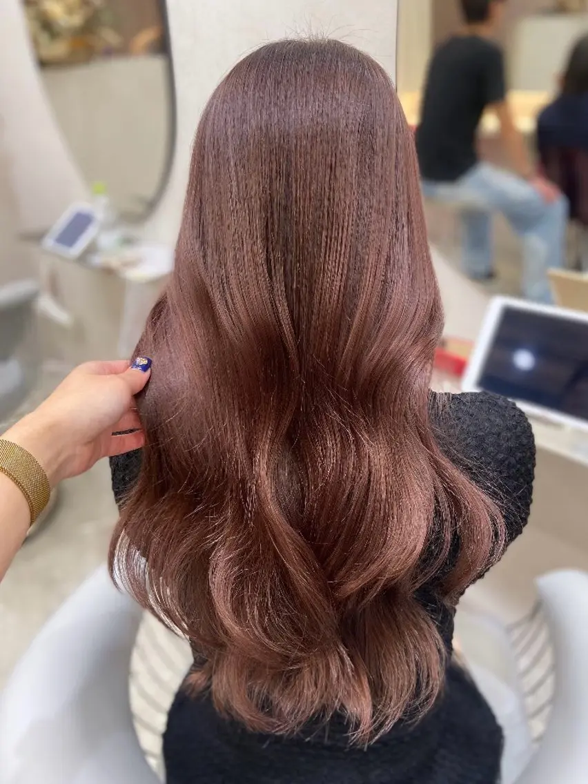 ロング カラー ブリーチ ケアブリーチ ダブルカラー ラベンダーカラー ピンクカラー 新宿/韓国ヘア 中明度カラー/かやのヘアスタイル