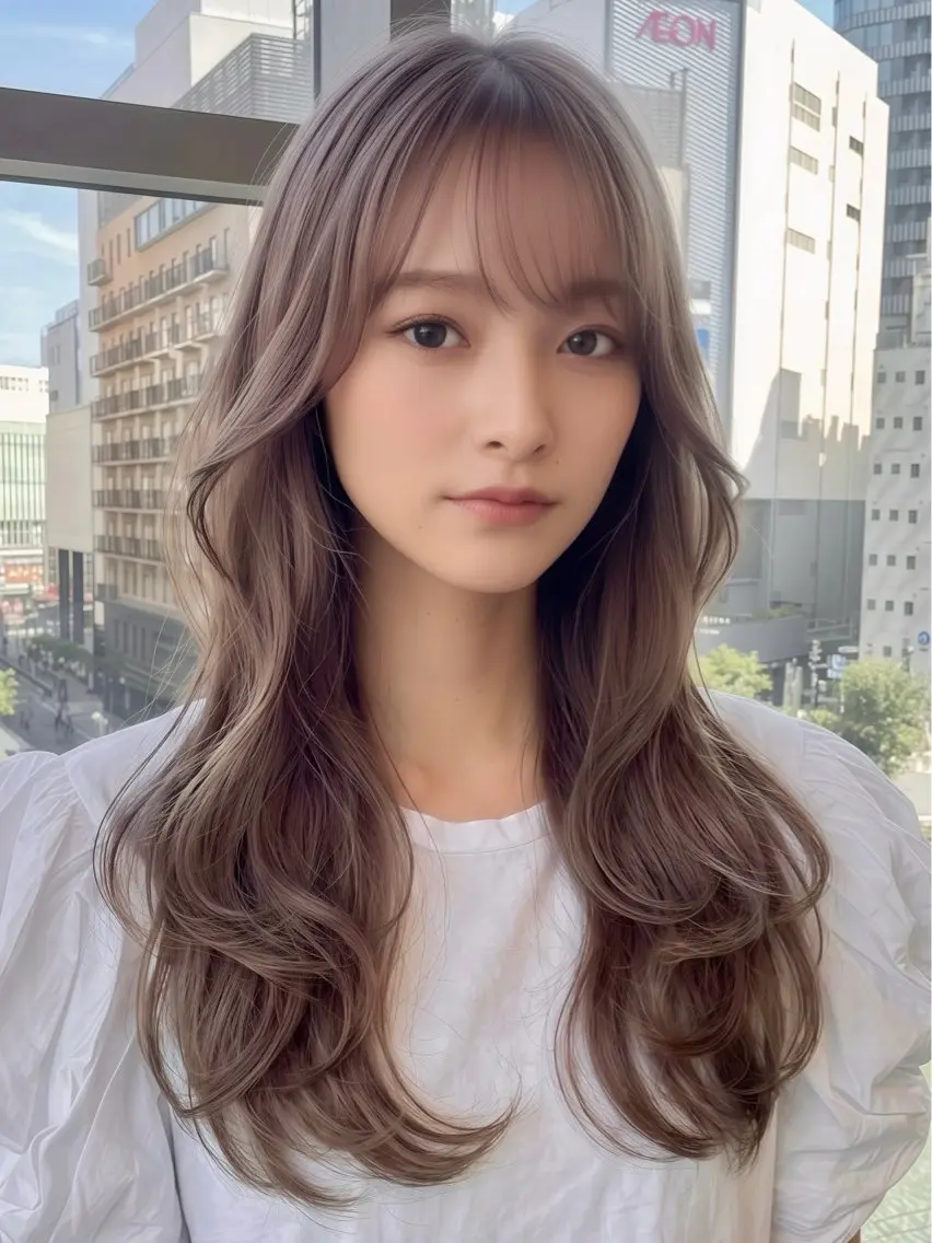 セミロング カラー ケアカラー 髪質改善 韓国風ヘア レイヤーカット 小顔カット 吉川 友稀のヘアスタイル