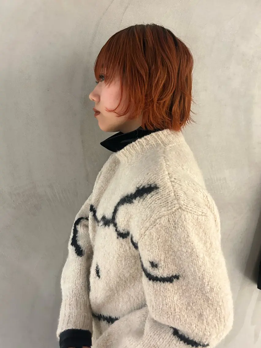 カラー ブリーチ ブラウンカラー オレンジ オレンジブラウン ヘアカラー レイヤー/パーマ /momokoのヘアスタイル