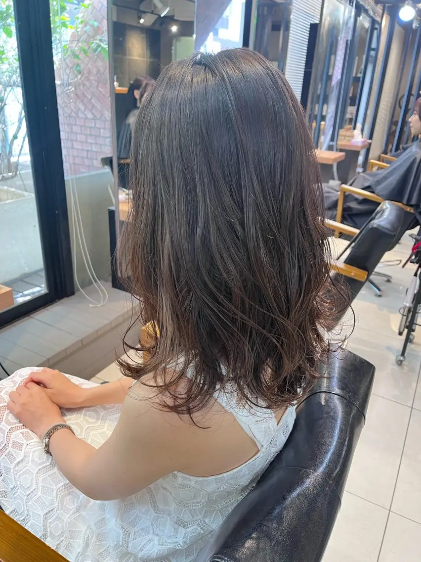 ミディアム カラー ヘアアレンジ 透明感カラー🤎 ゆりのヘアスタイル