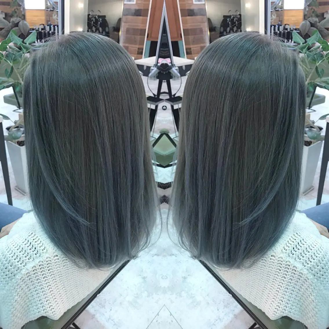 ミディアム セミロング カラー ブルーカラー ブルージュ 青木 茂樹⭐️ 透明感カラーのヘアスタイル
