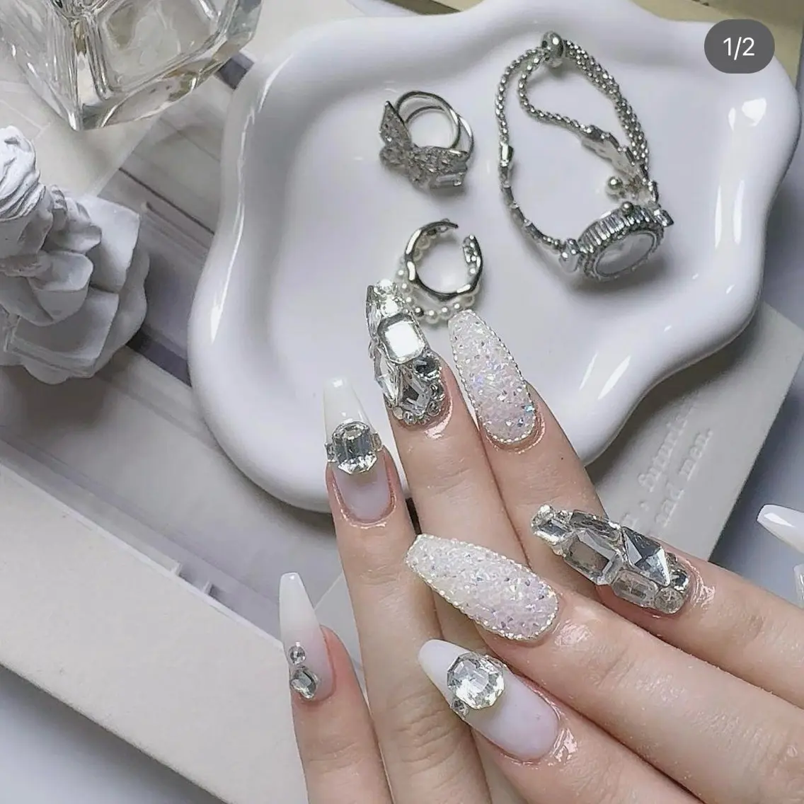 ネイル 渋谷／チップ長さ出し 👑アプレgel-xのネイルデザイン