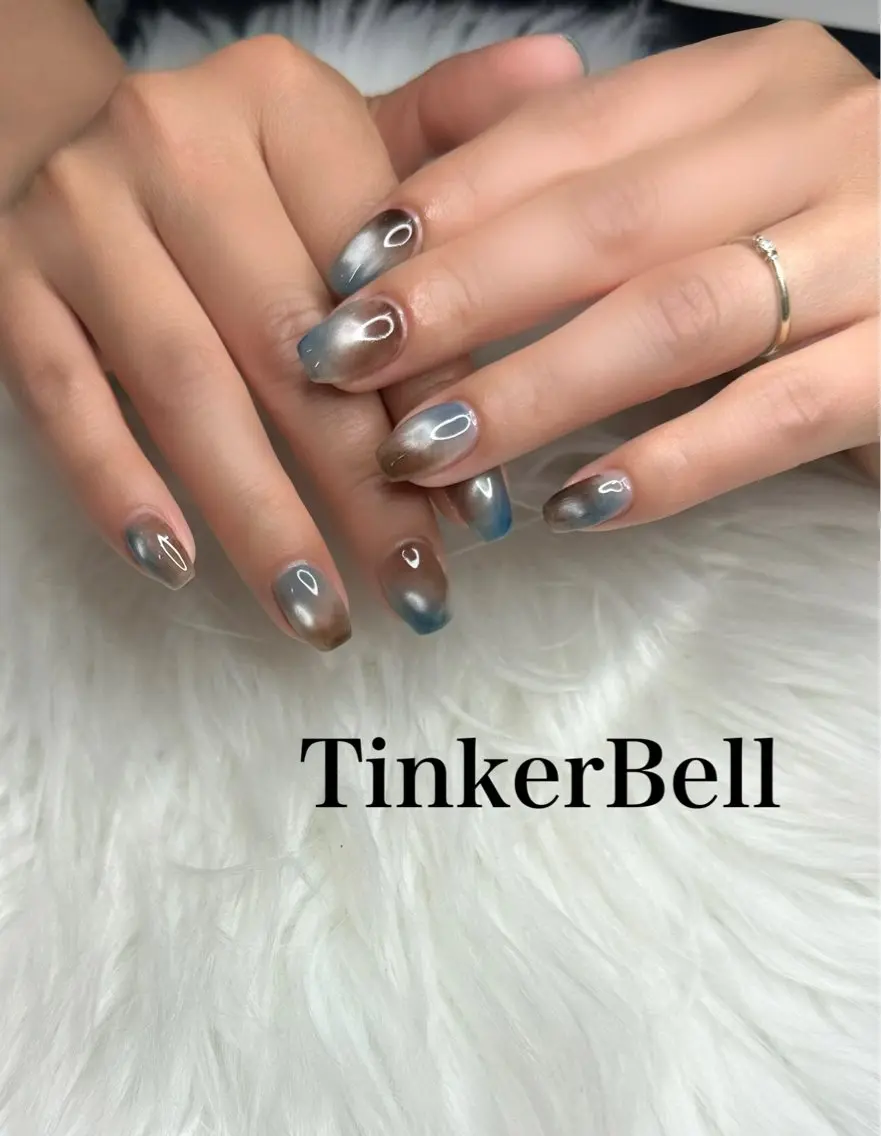 ネイル ブラウン ハンドネイル Tinker Bellのネイルデザイン