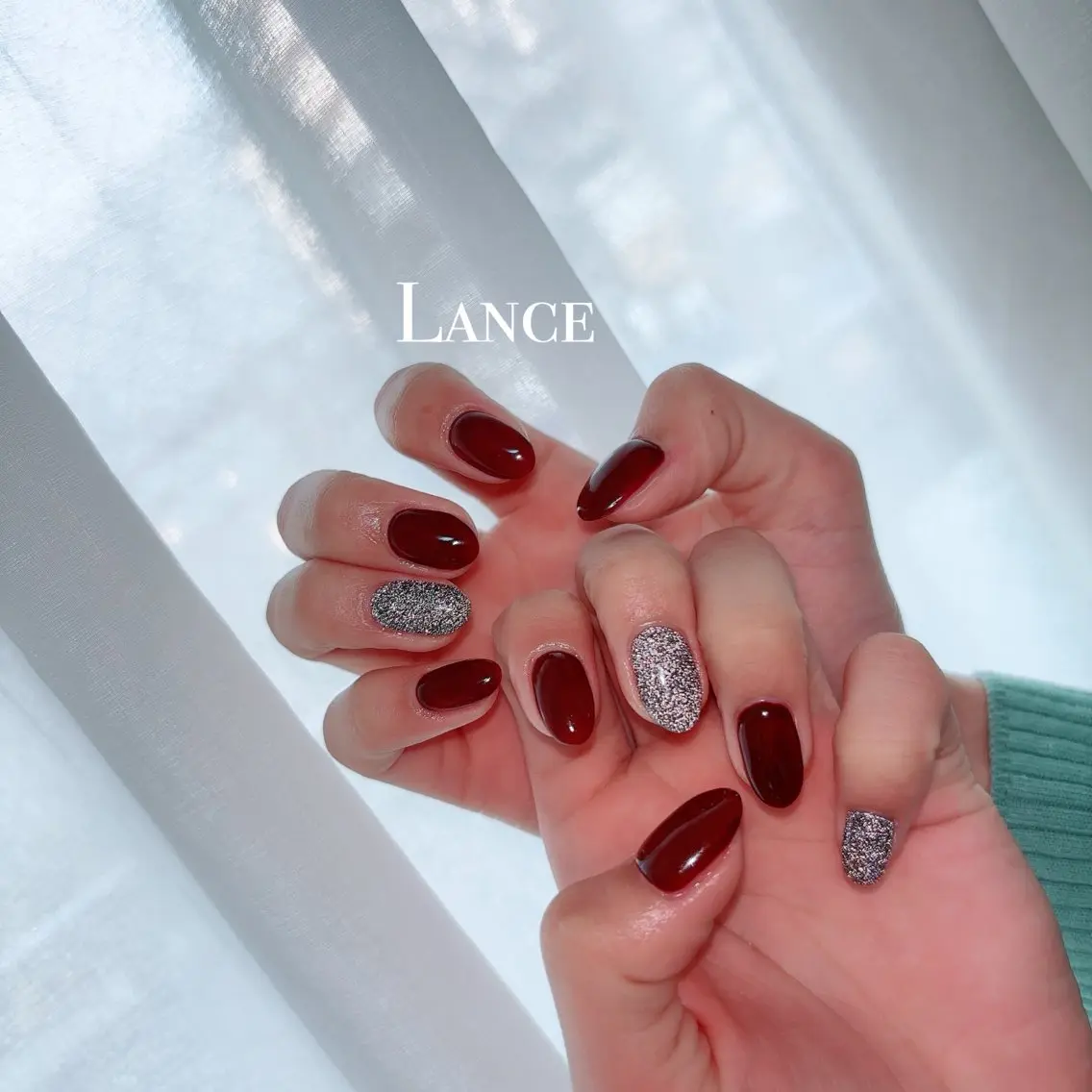 ネイル オーロラネイル キラキラネイル 韓国ネイル 春ネイル ワンホンネイル ハンドネイル Lance nailのネイルデザイン