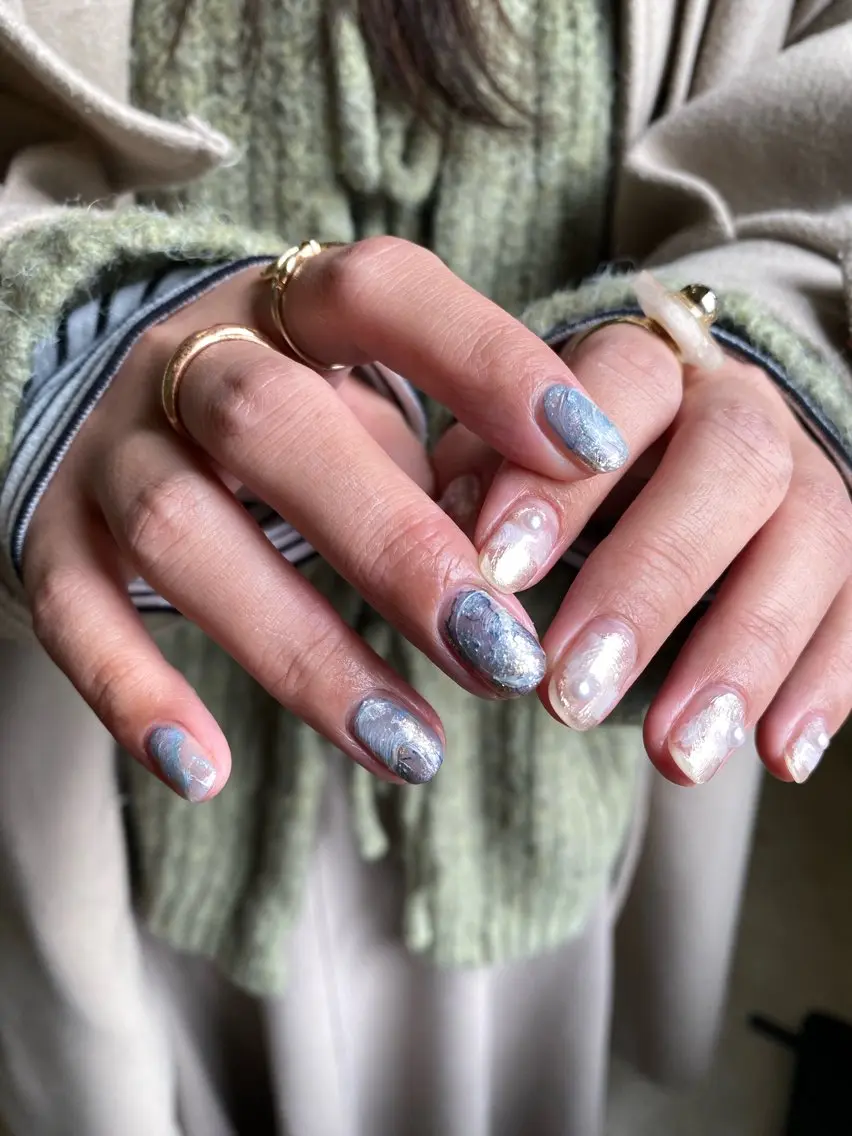 ネイル ジェルネイル マグネットネイル 持ち込み ニュアンスネイル ワンカラーネイル ハンドネイル 草加ニュアンスネイル 🌚hersのネイルデザイン