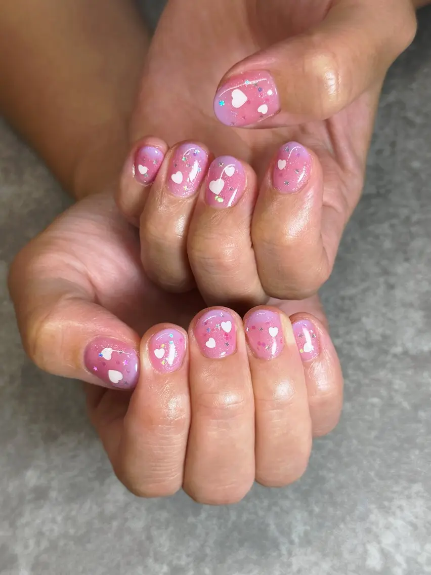 ネイル アートネイル グラデーション ホログラムネイル ピンク パープル 【NICOTTE.】 SAYAKAのネイルデザイン