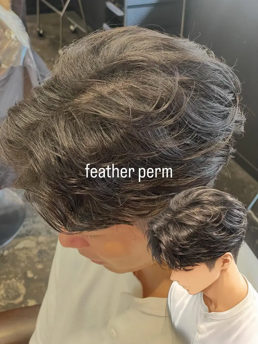 パーマ メンズ フェザーパーマ メンズパーマ カット パーマ 💈メンズ職人 ルキト💈のヘアスタイル