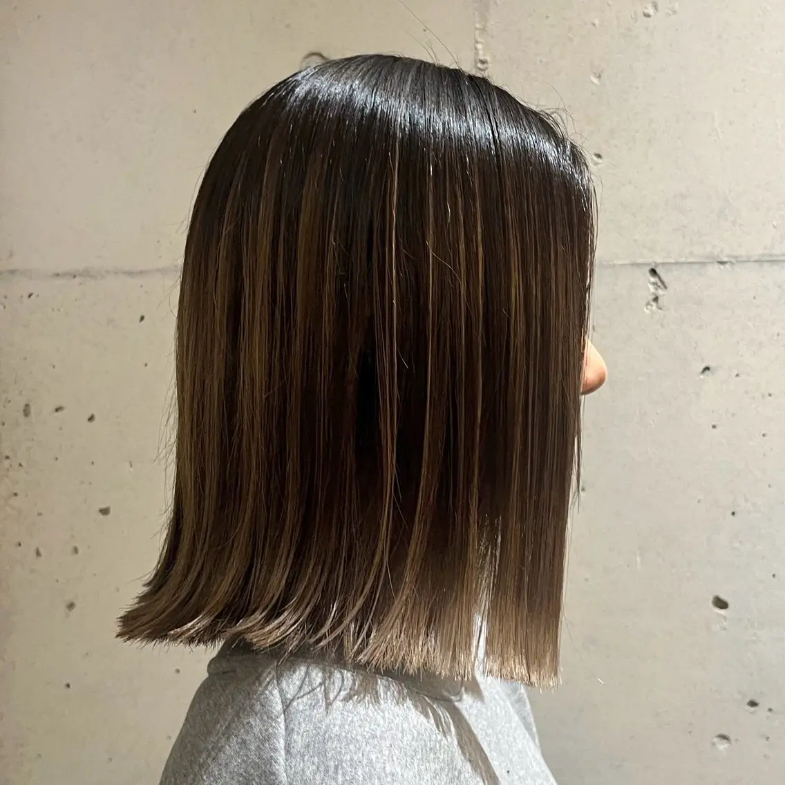 ミディアム カラー バレイヤージュ レイヤーカット ヘアカラー トリートメント ハイトーン/ボブ/ 外国人風🦖mahoのヘアスタイル
