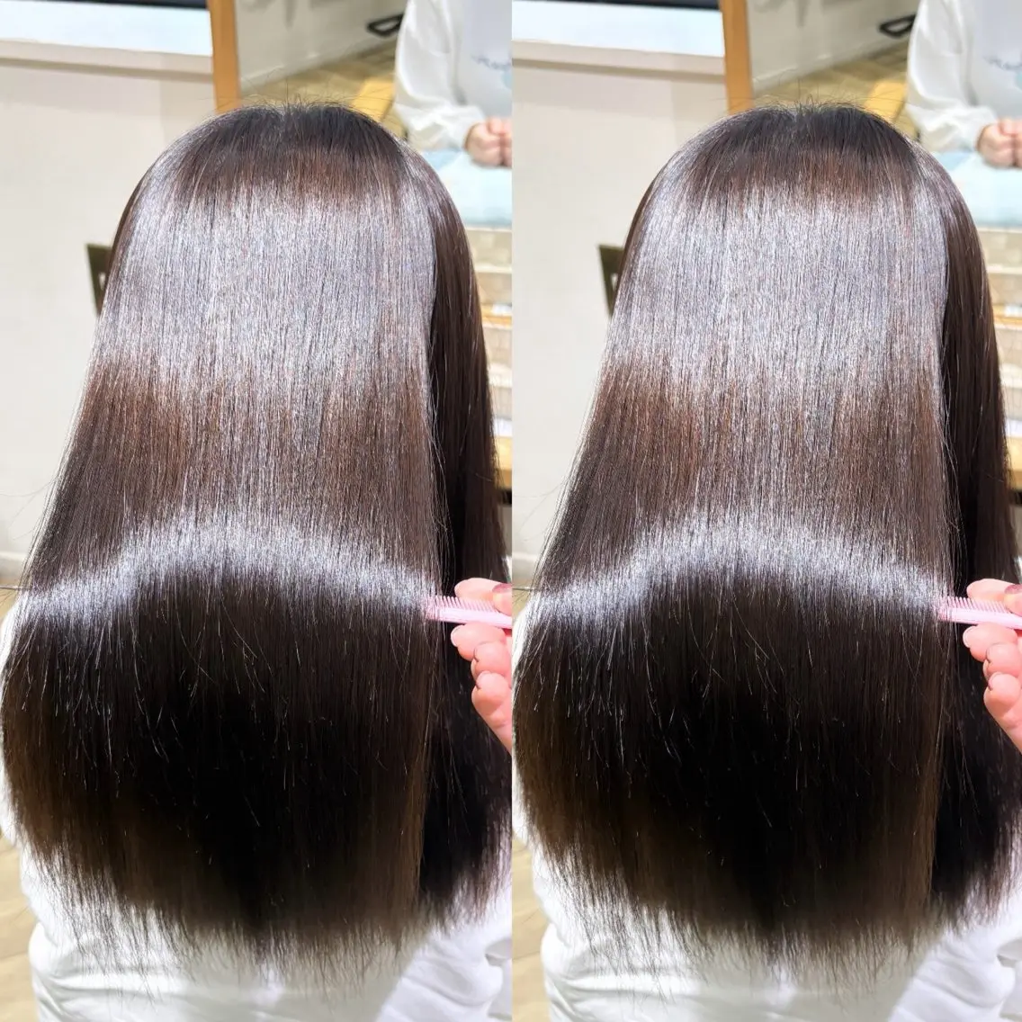 ロング パーマ 縮毛矯正 韓国レイヤー 暖色カラー/さくらのヘアスタイル