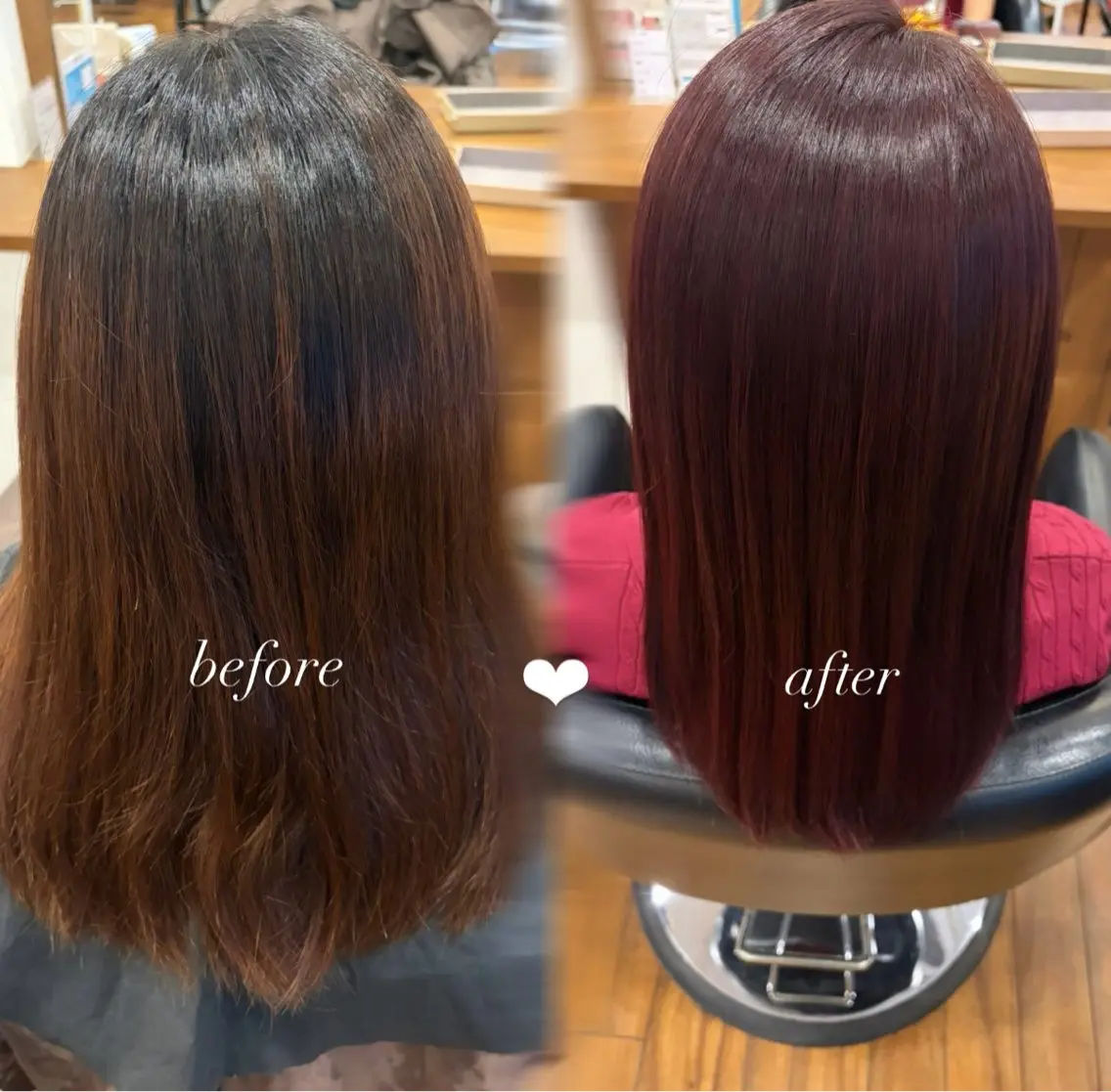 ミディアム カラー レッドカラー ヘアカラー トリートメント カラー/美髪縮毛矯正 💞/mao⟡のヘアスタイル
