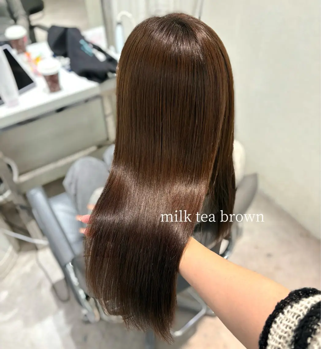 ロング カラー ブリーチ ブラウンカラー ブリーチなしカラー カット ヘアカラー トリートメント MEI🎀つやカラー 🎀レイヤー🎀渋谷のヘアスタイル