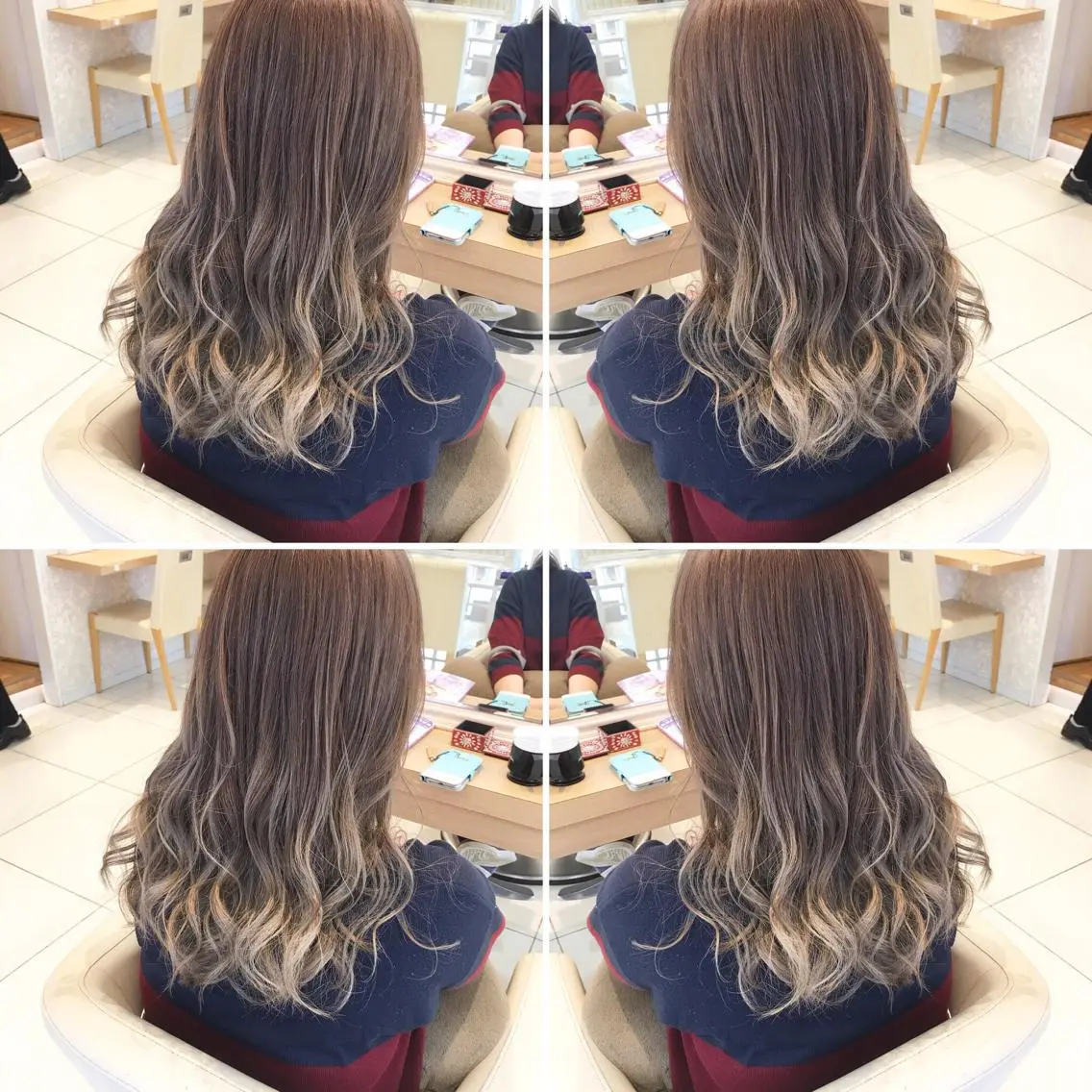 セミロング カラー バレイヤージュ レイヤーカット 小田原NO1 美容師 飯田飛翔のヘアスタイル