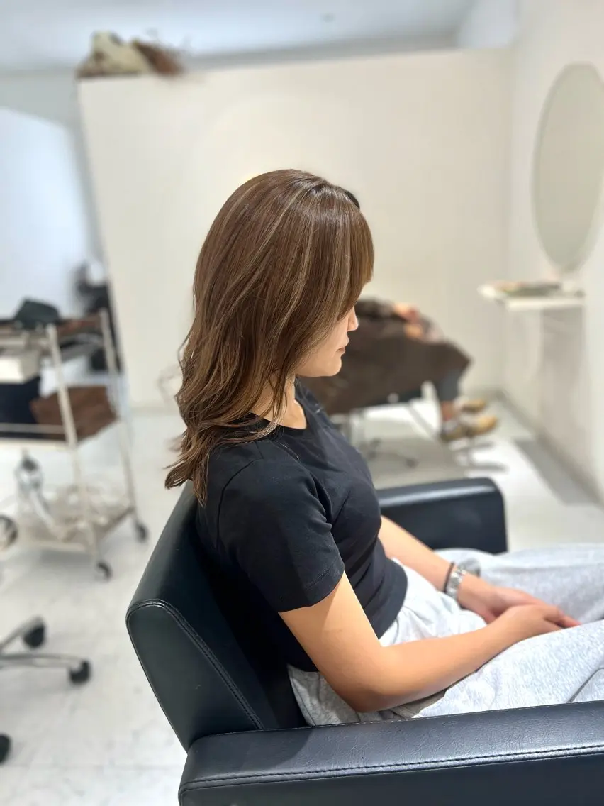 ミディアム カラー 透明感カラー ハイライトカラー ハイライト カット ヘアカラー 【ミルメルシー】 HARUKAのヘアスタイル