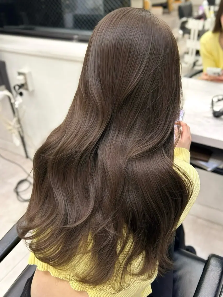 ロング カラー ヘアカラー 韓国ヘア🇰🇷／ 艶カラー鈴木萌愛🩶のヘアスタイル