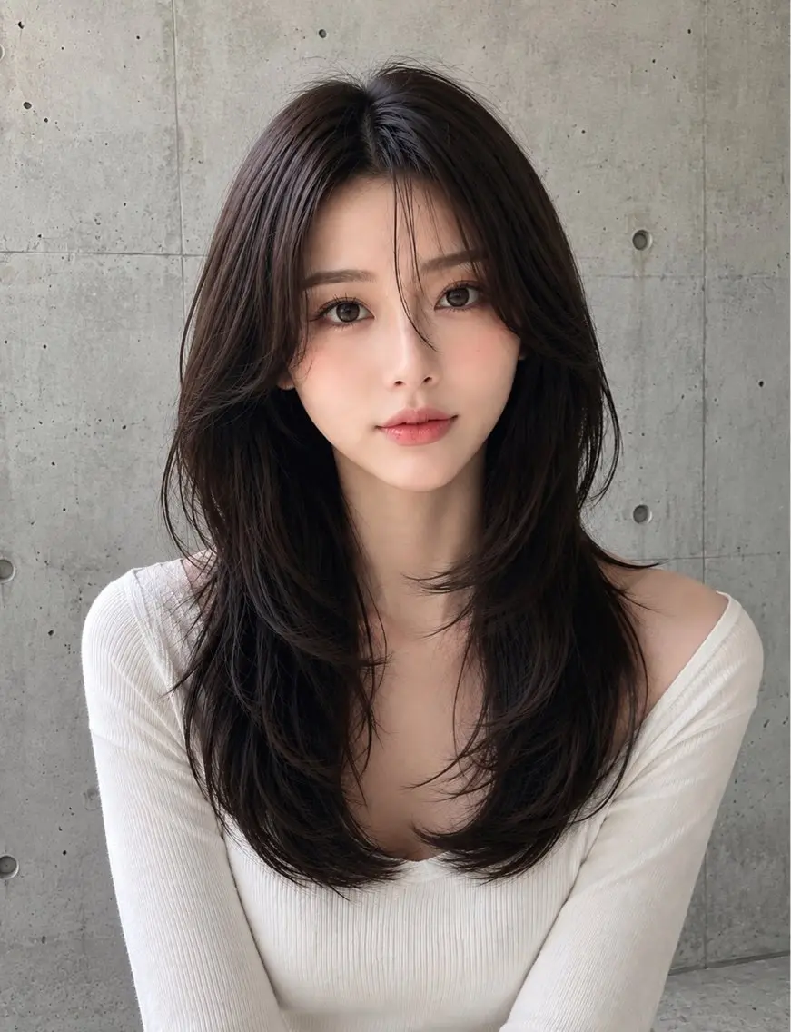 セミロング カラー ヘアアレンジ グレージュ くびれヘア 顔まわりレイヤー ハッシュカット 韓国風ヘア カット ヘアカラー トリートメント 🌫️大人韓国ヘア 🌫️naoyaのヘアスタイル