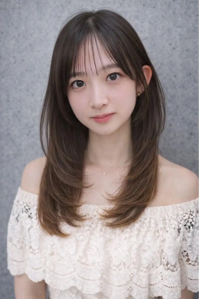 セミロング パーマ 顔周りカット 縮毛矯正 酸性ストレート ストレートパーマ カット 縮毛矯正 トリートメント 艶髪酸性ストレート /髪質改善/寺田警二のヘアスタイル
