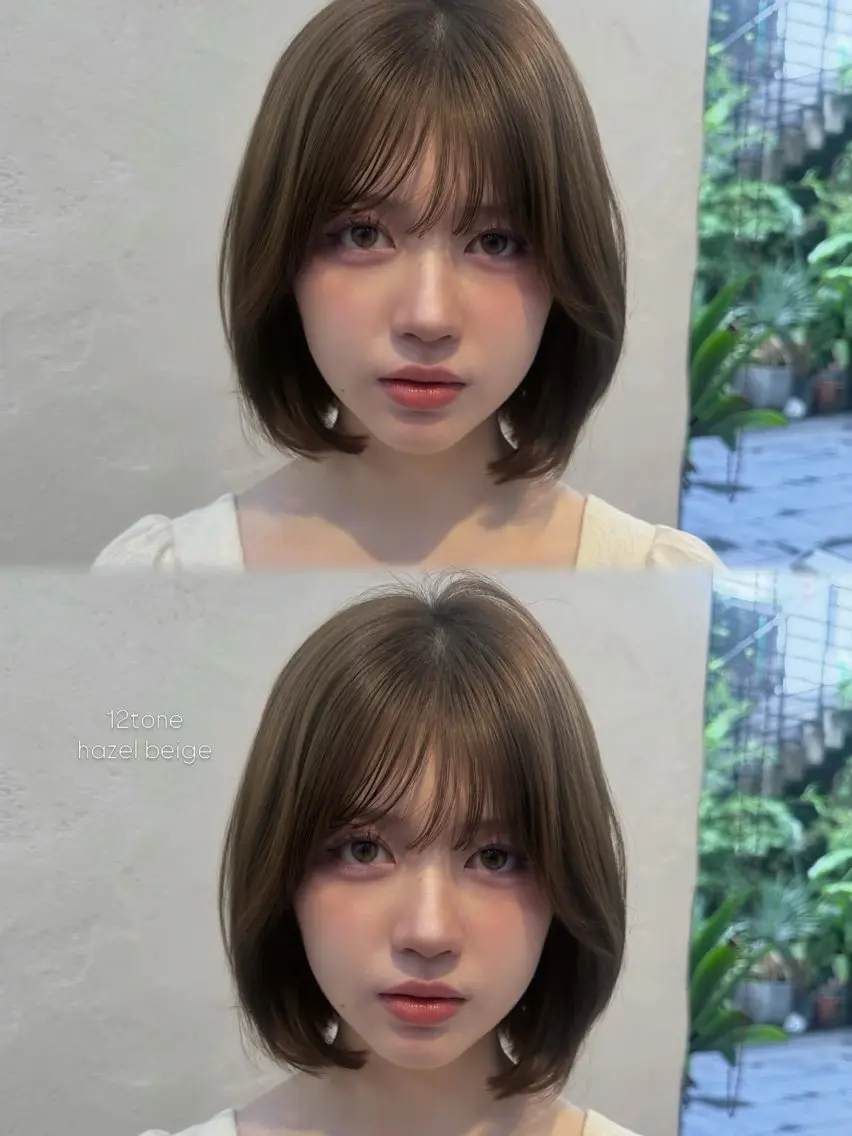 ミディアム カット ヘアカラー トリートメント 赤み・黄み消しカラー 🤍韓国ヘア アオイのヘアスタイル