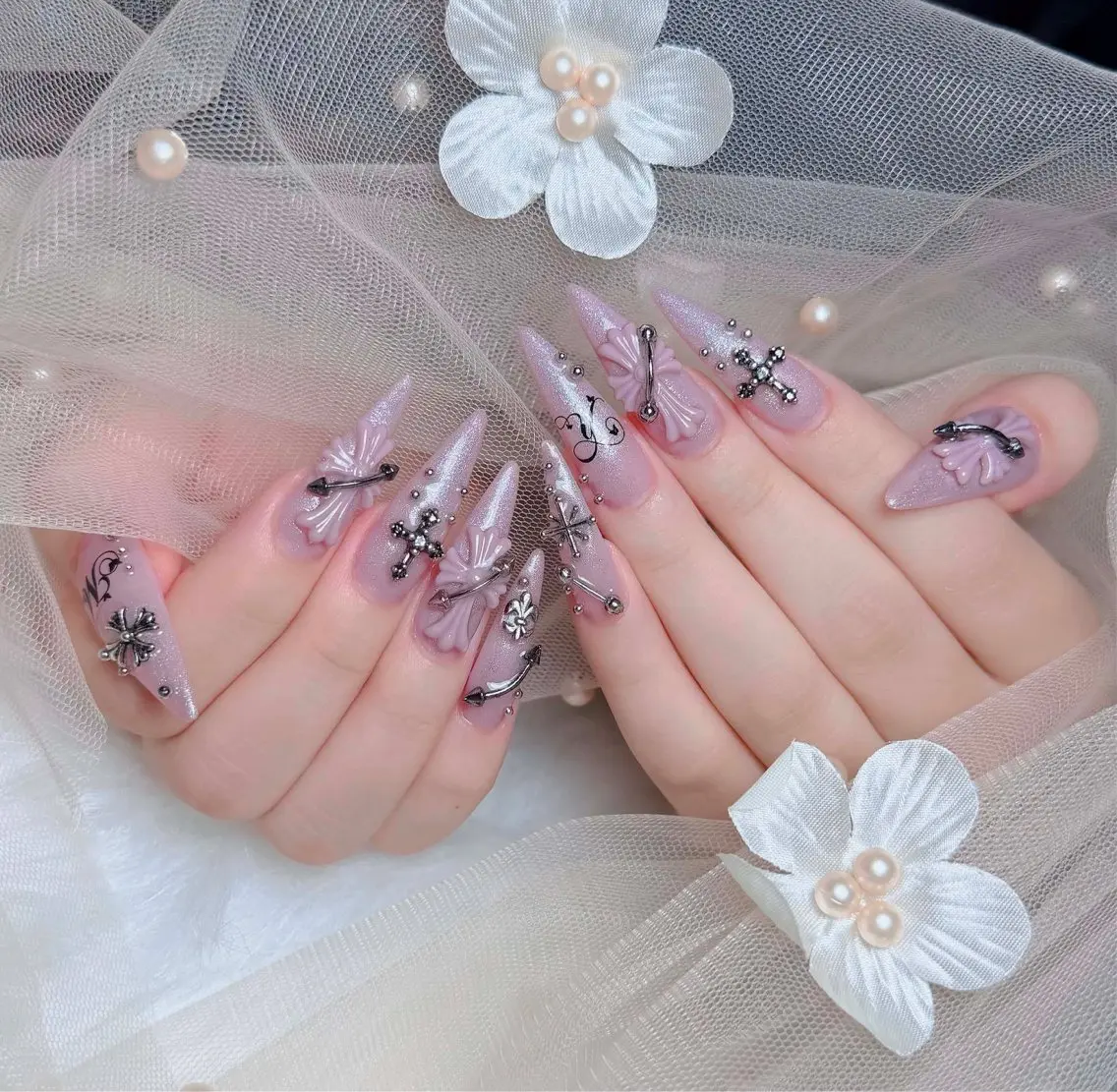 ネイル チークネイル 長さ出し フラッシュネイル フレンチネイル グラデーション ハンドネイル Lenie Nail Salonのネイルデザイン