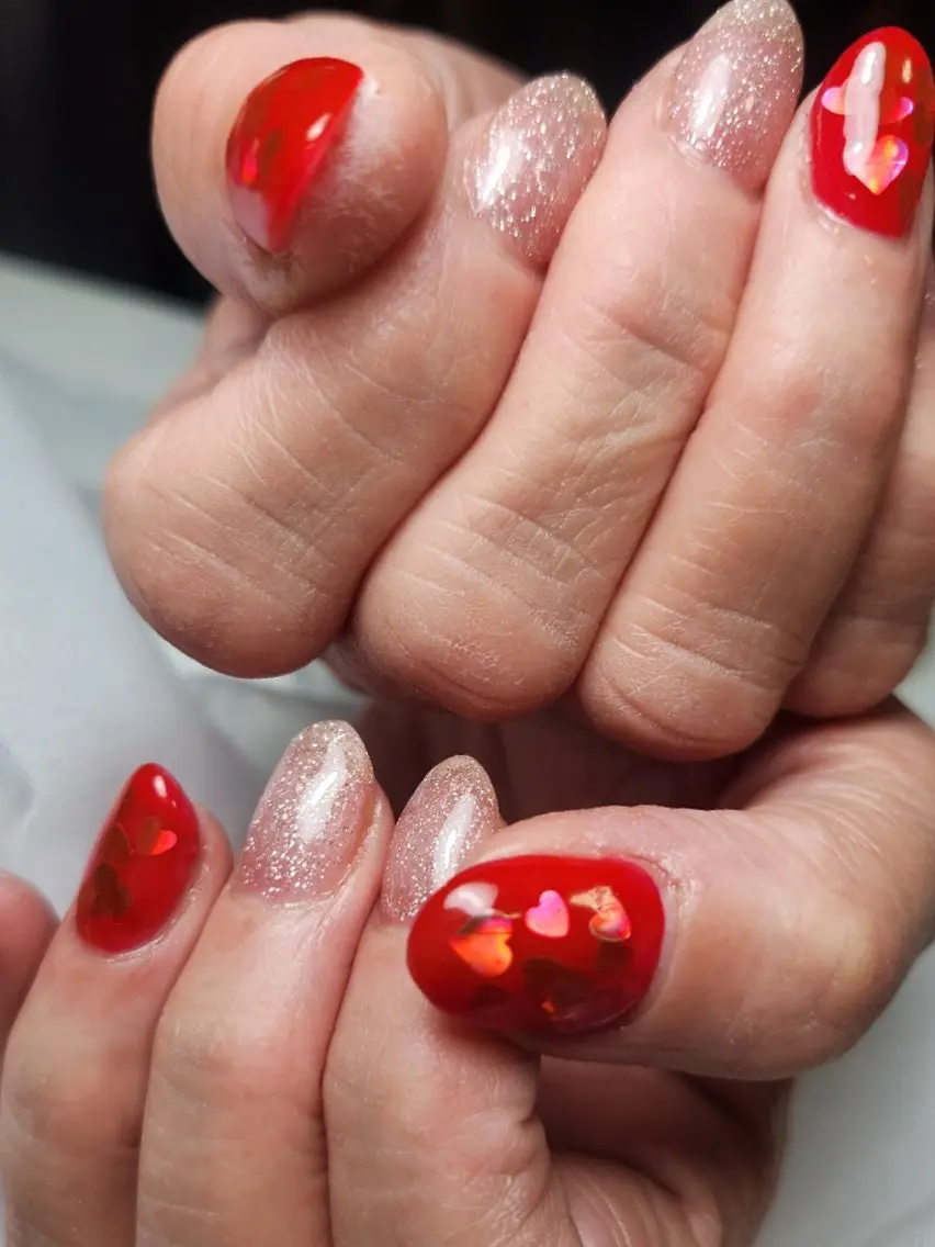ネイル フラッシュネイル ジェルネイル ハート キラキラネイル ラメ(グリッター) Nailroom3  古屋のネイルデザイン