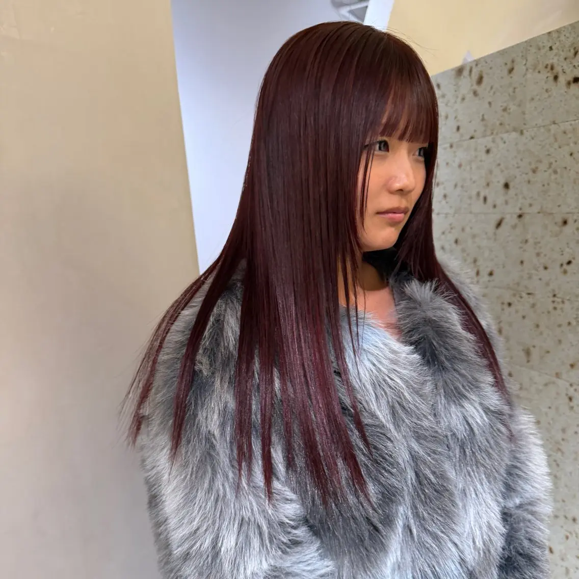 ロング カラー ブリーチ ボルドーカラー 透明感カラー 韓国風カラー ブリーチなしカラー ヘアカラー yuki/ブリーチ/ JILLSTUDIOのヘアスタイル