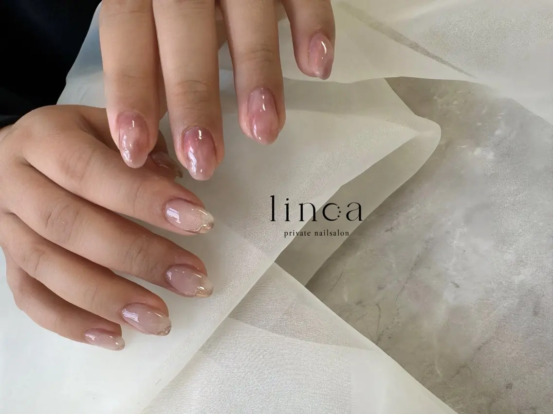 ネイル ニュアンスネイル ぷっくりネイル 春ネイル ハンドネイル ハンドケア linoa nailのネイルデザイン